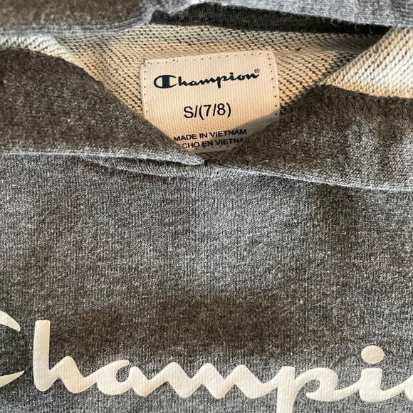 Champion Youth Boy's Pullover Hooded Sweatshirt (Charcoal Heather) 7/8 small - Picture 2 of 2
